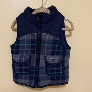 Osh Kosh Plaid Puffer Vest - Navy and Gray size 12 months